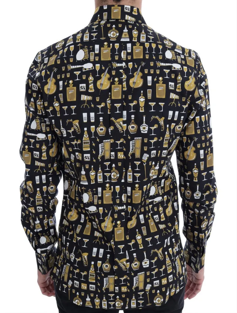 Black Slim Fit GOLD Jazz Shirt