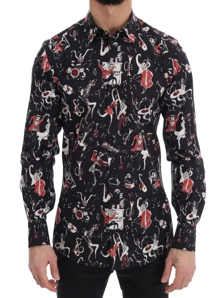 Black Slim Fit GOLD Jazz Shirt