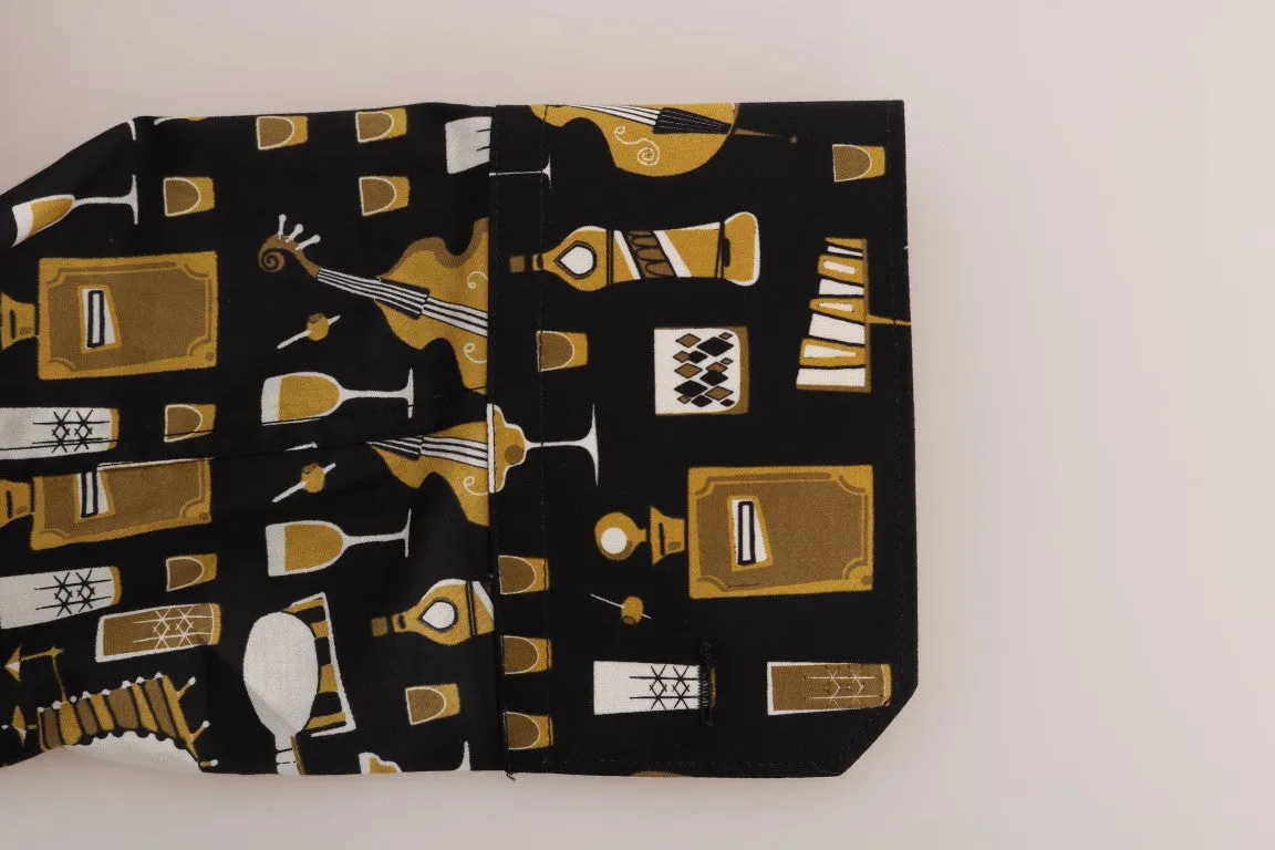 Black Slim Fit GOLD Jazz Shirt