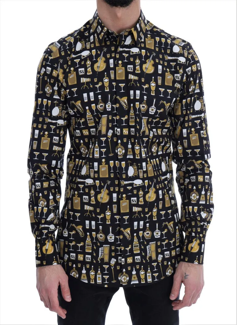 Black Slim Fit GOLD Jazz Shirt
