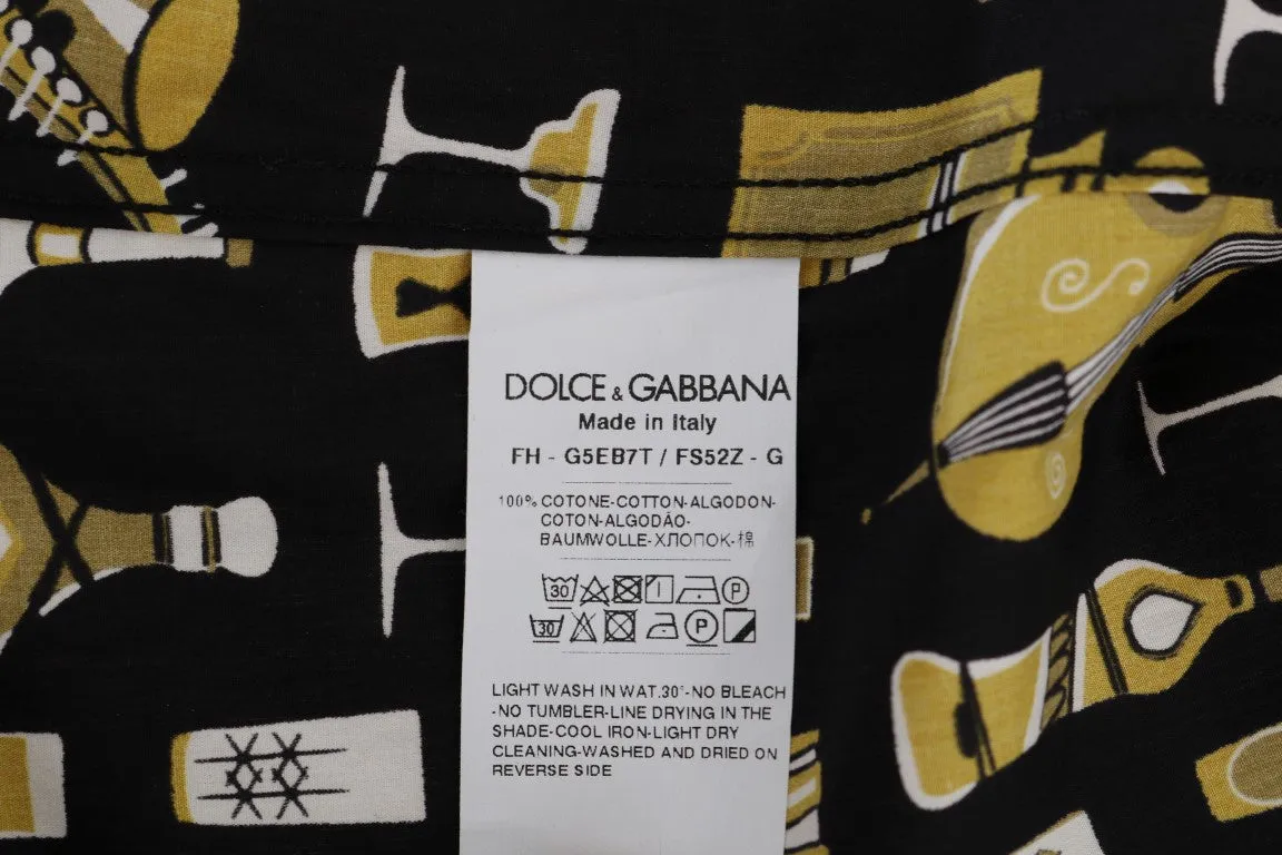Black Slim Fit GOLD Jazz Shirt