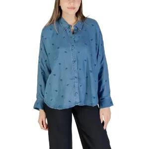 Blue Button Down Shirt with Heart Pattern
