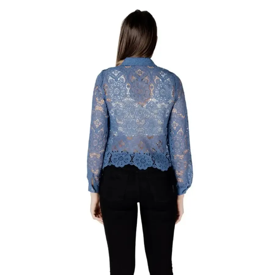 Blue Lace Button Down Shirt