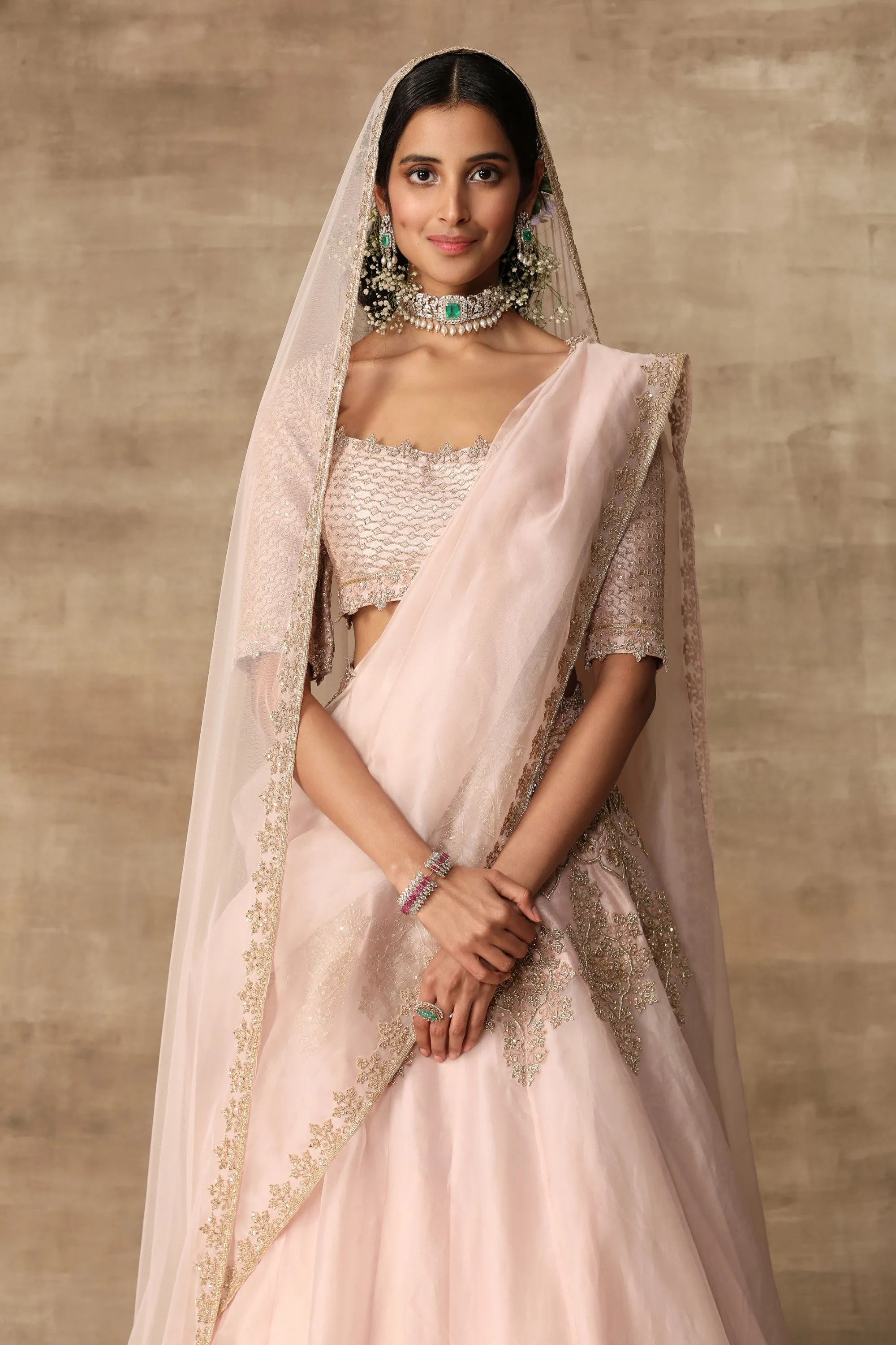 Blush Pink Embroidered Lehenga Set