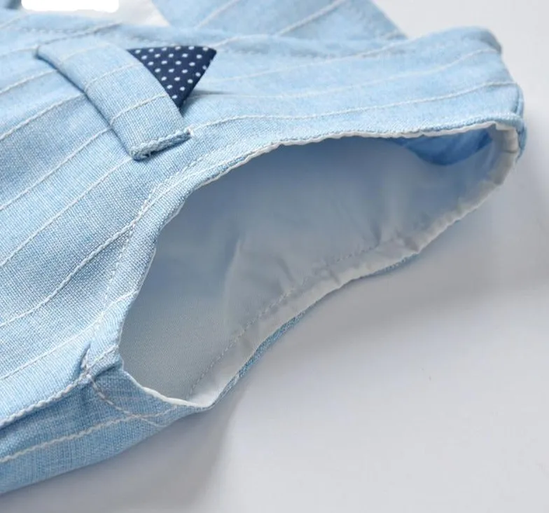 Boys Gentleman Formal Set Suit Shirt with Bow Tie Vest and Pants 4Pcs