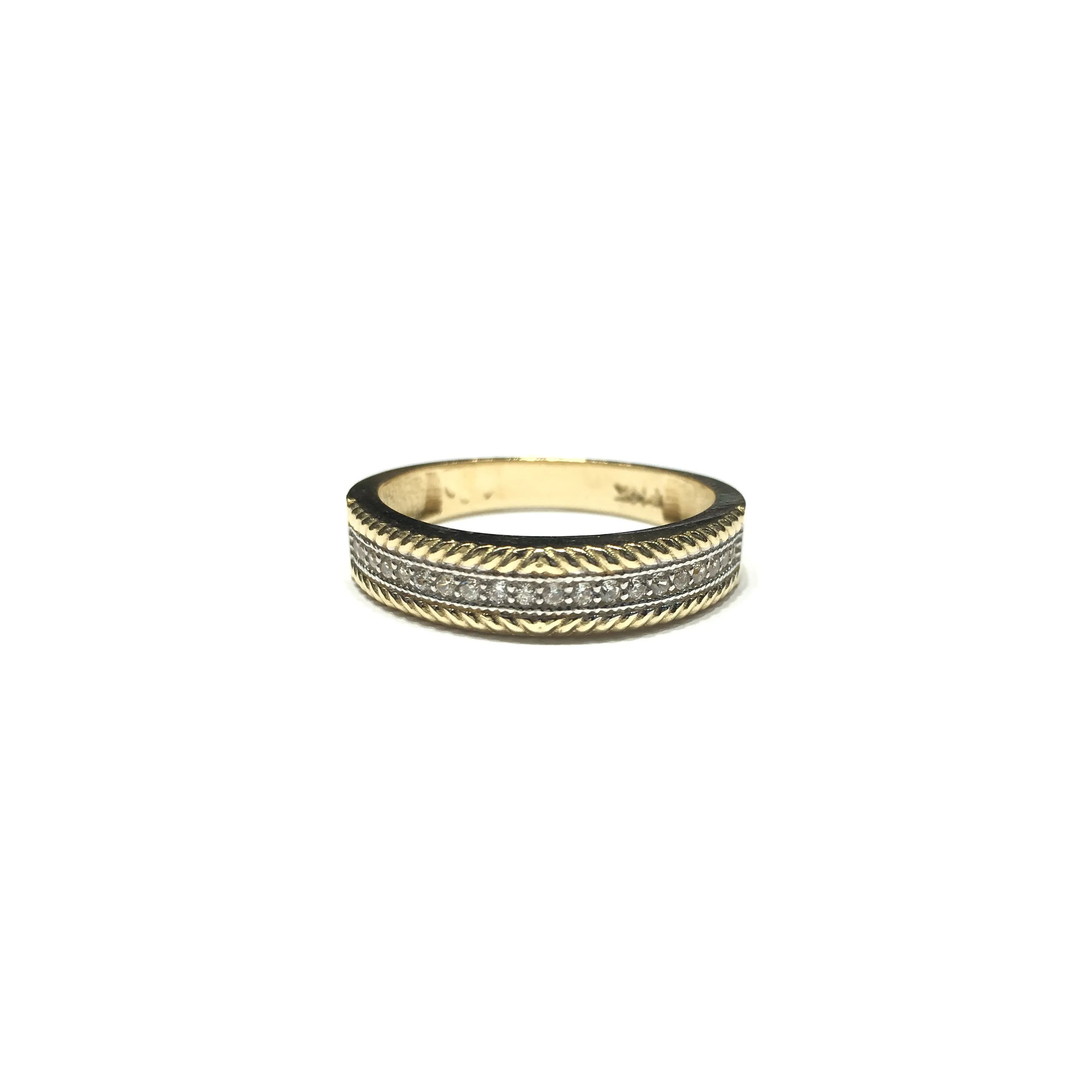 Braided CZ Line Ring (14K)