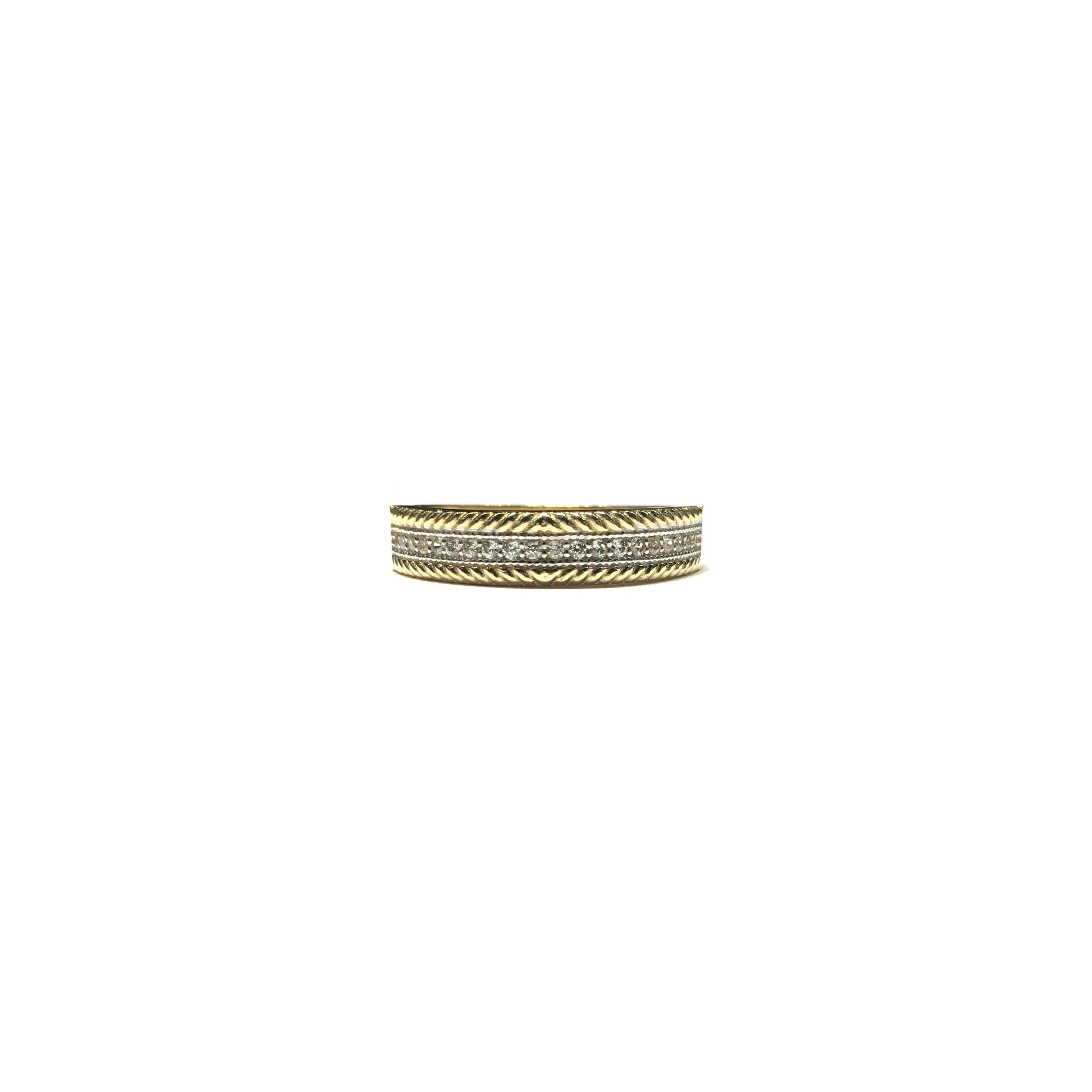Braided CZ Line Ring (14K)