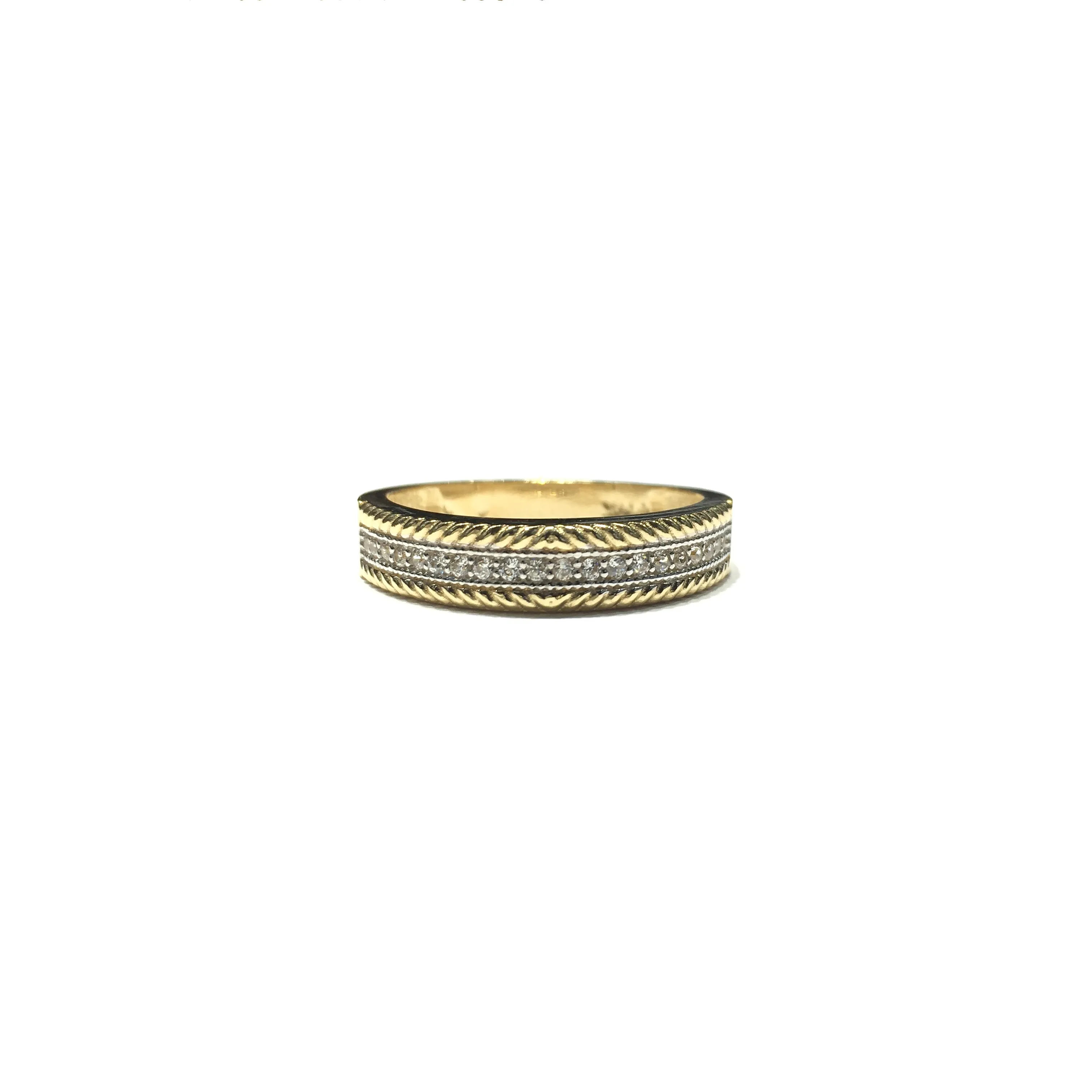 Braided CZ Line Ring (14K)
