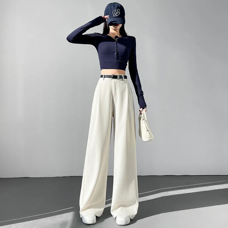 Breathable and Comfortable Stripe Pleated Pants for Casual Use