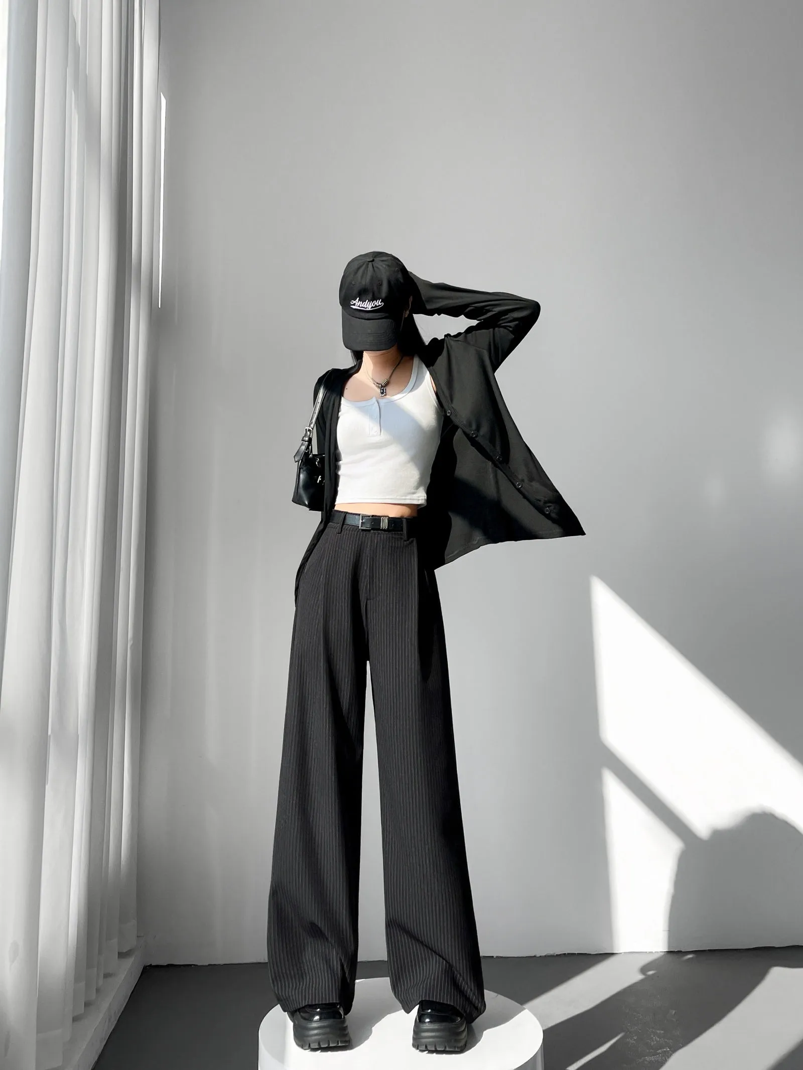 Breathable and Comfortable Stripe Pleated Pants for Casual Use