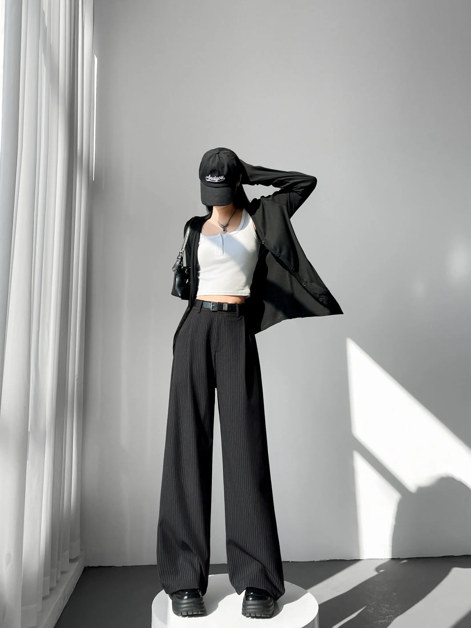 Breathable and Comfortable Stripe Pleated Pants for Casual Use