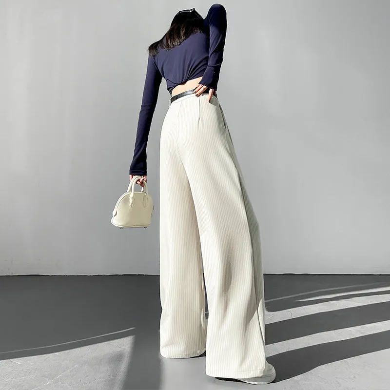 Breathable and Comfortable Stripe Pleated Pants for Casual Use