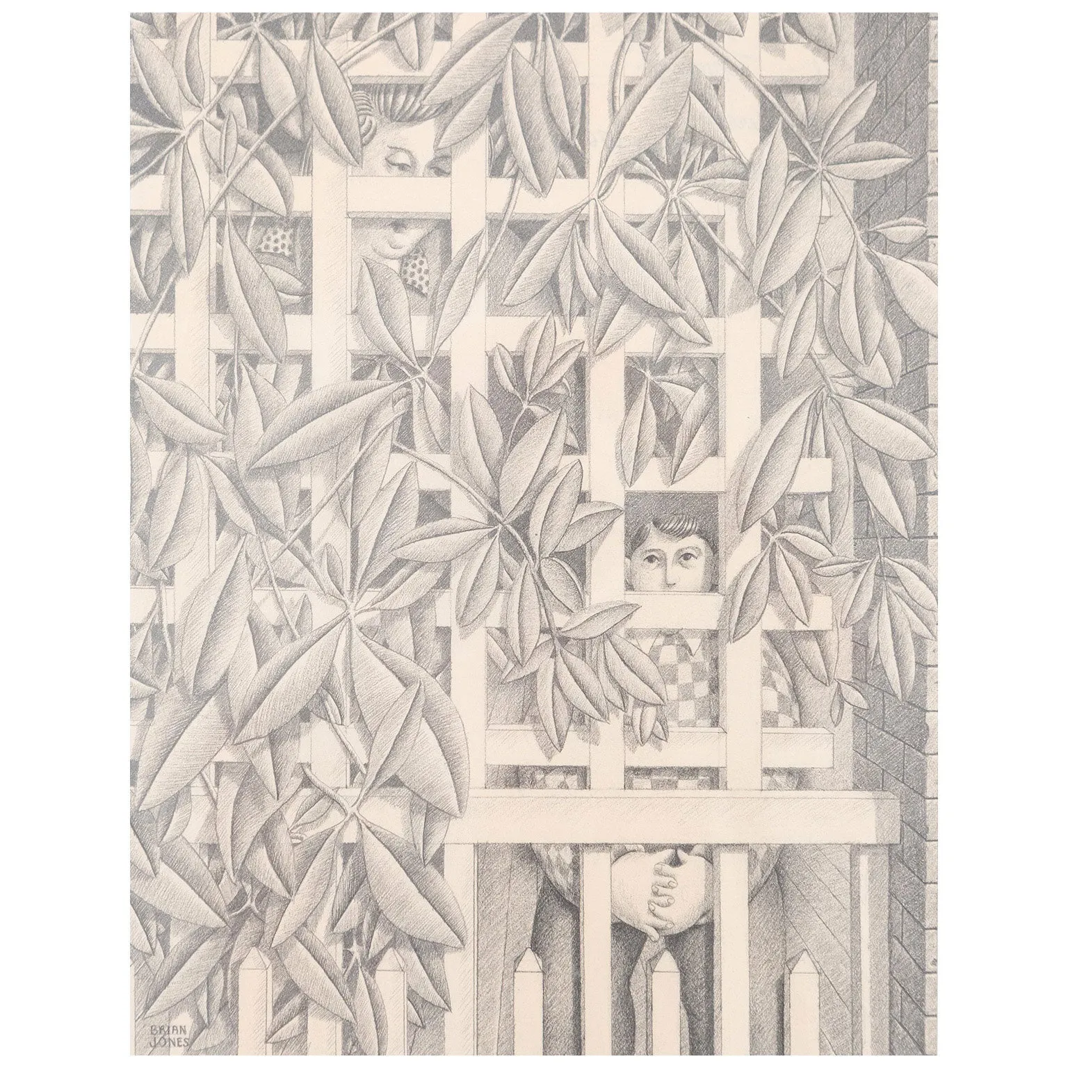 BRIAN JONES "LOOKING THROUGH" PENCIL ON PAPER, 1972
