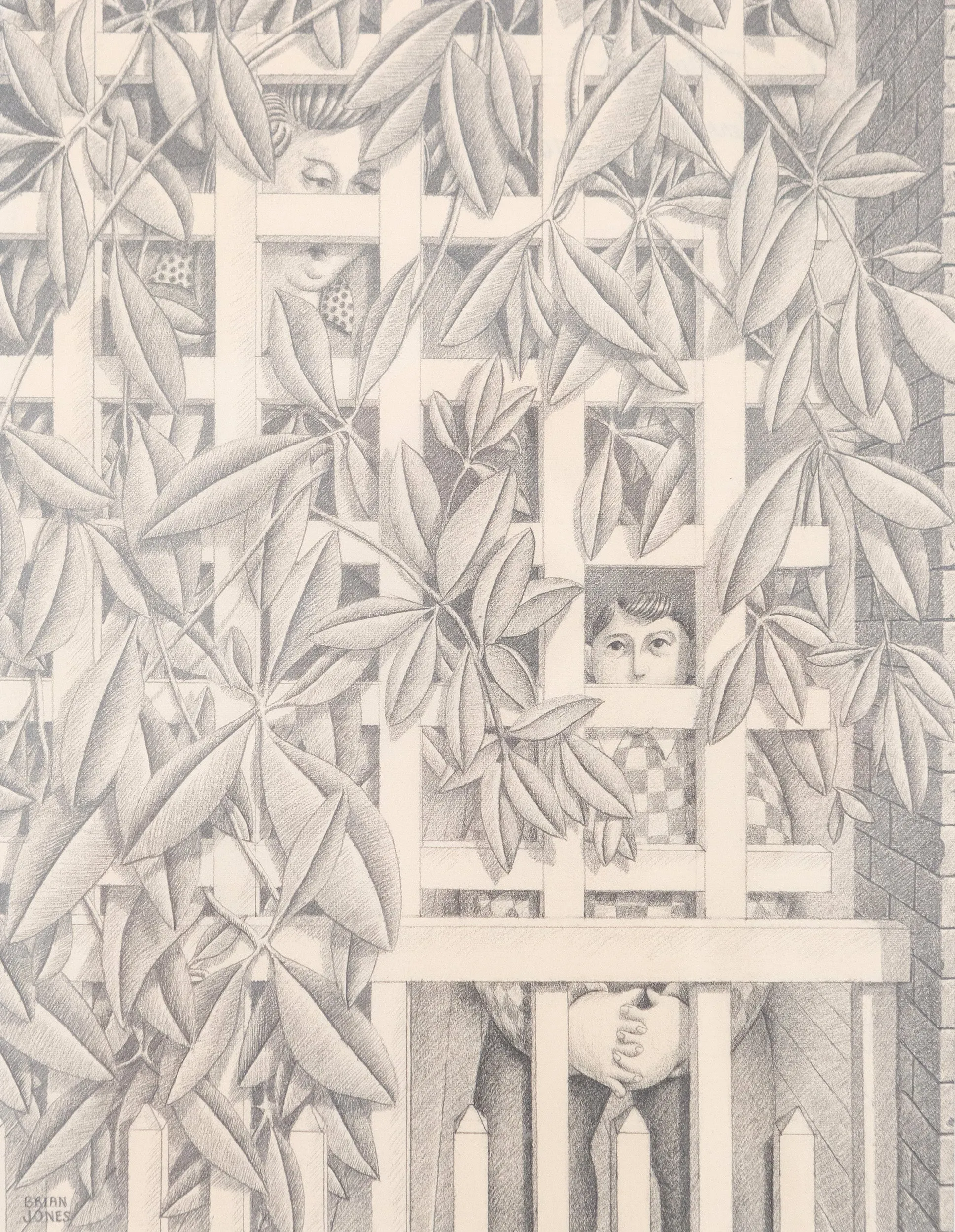 BRIAN JONES "LOOKING THROUGH" PENCIL ON PAPER, 1972