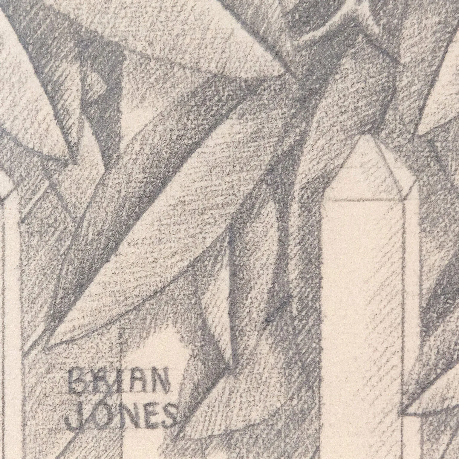 BRIAN JONES "LOOKING THROUGH" PENCIL ON PAPER, 1972