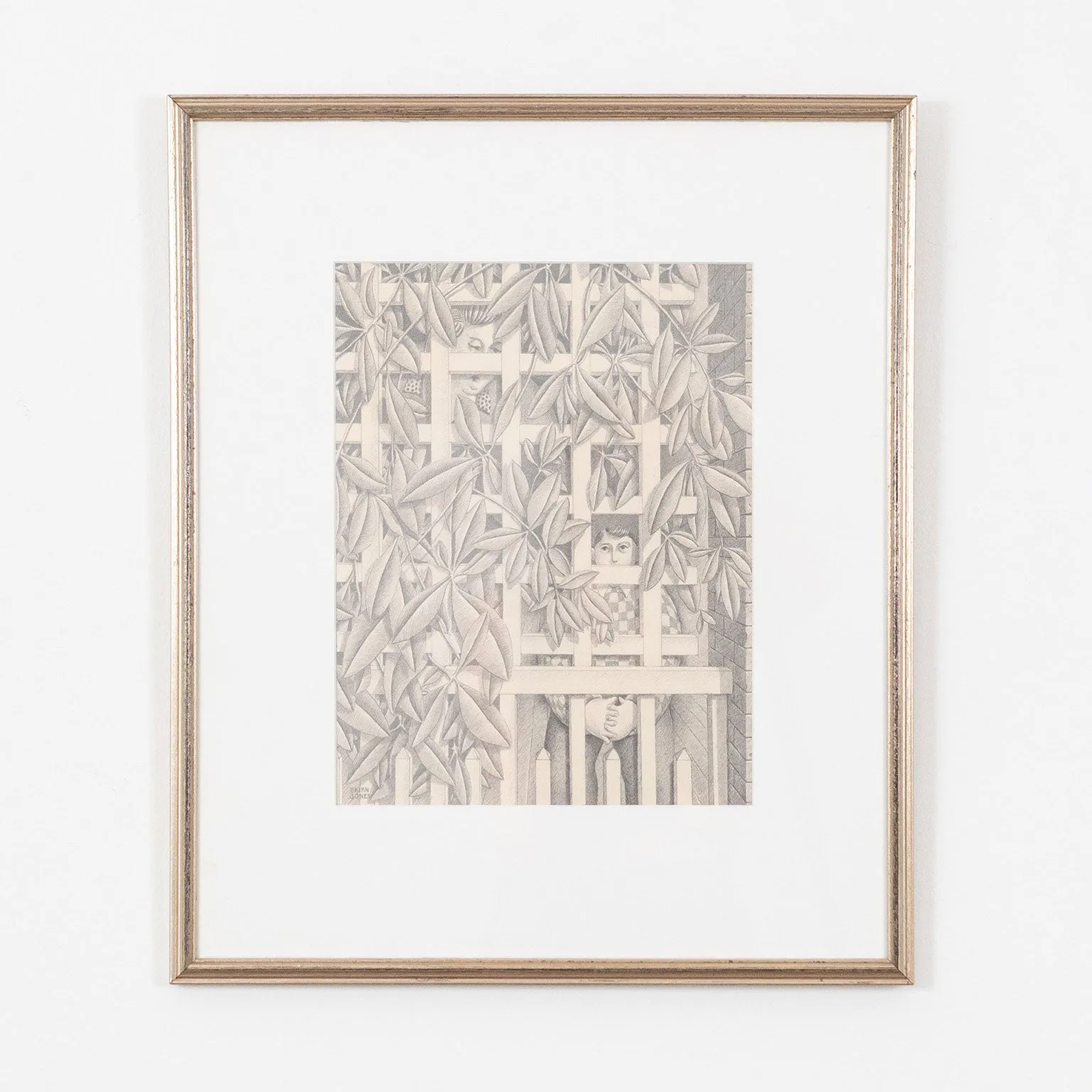 BRIAN JONES "LOOKING THROUGH" PENCIL ON PAPER, 1972