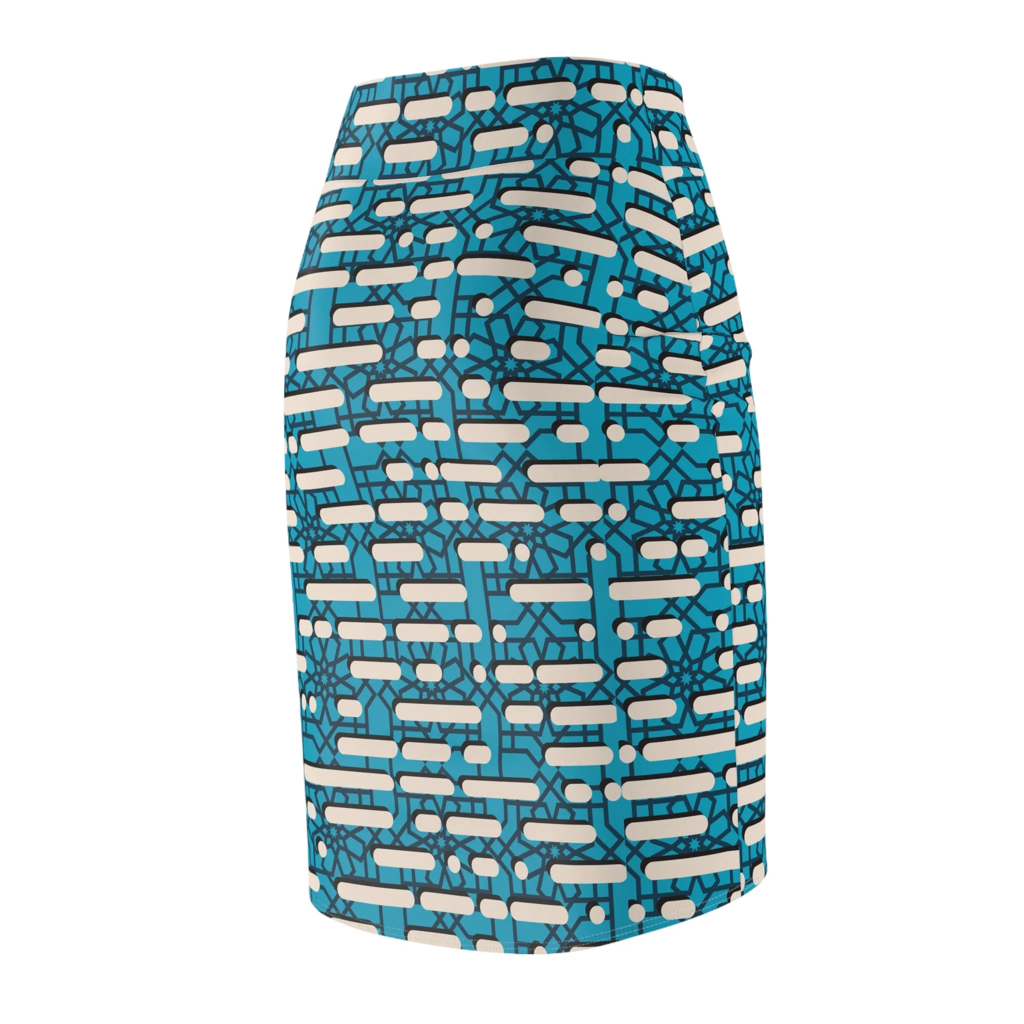 Brick and Mesh Pencil Skirt