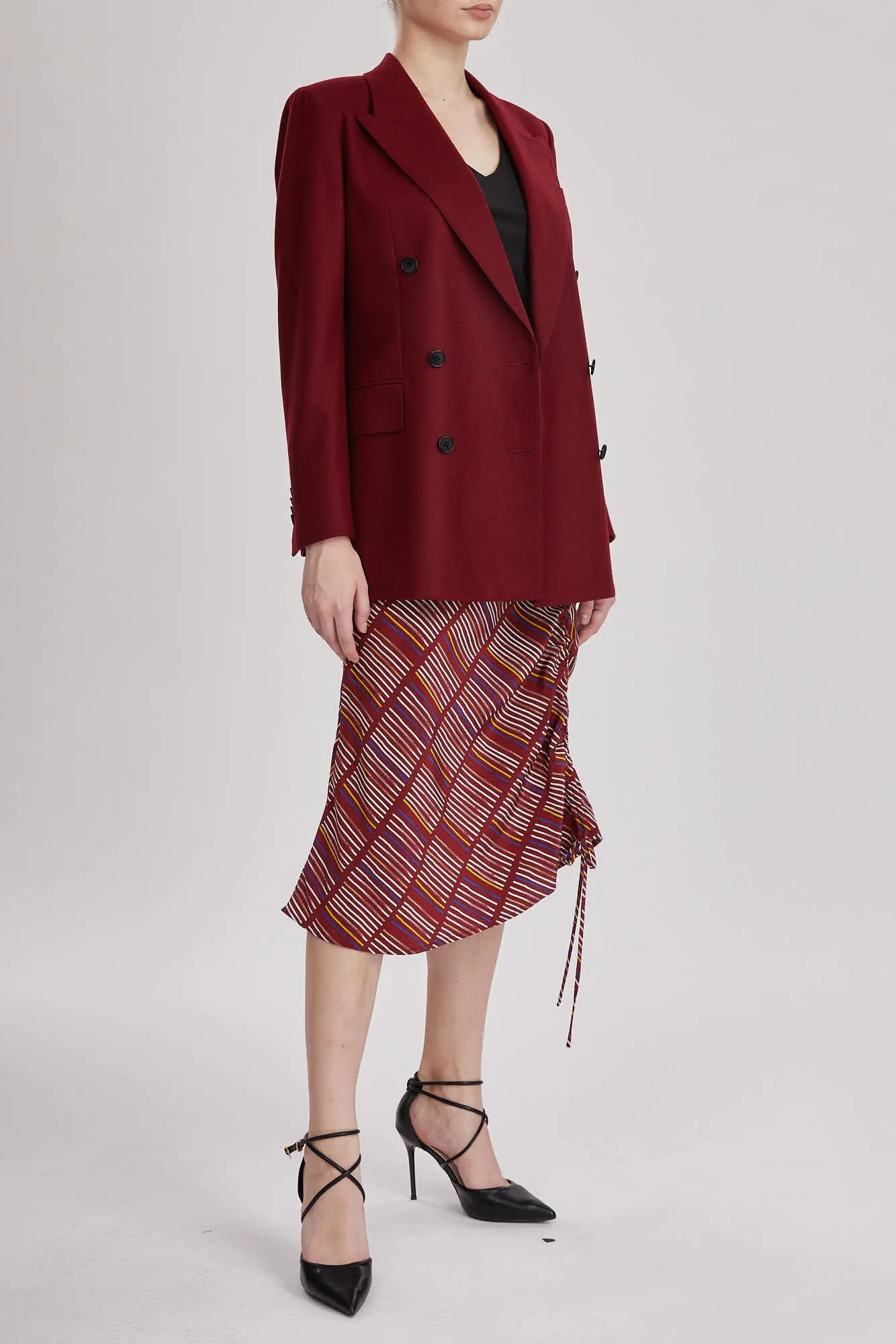 Bristol Jacket - Classic double breasted suit jacket in red wine wool