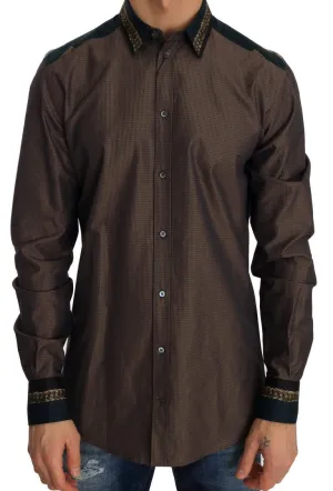 Brown Cotton GOLD Slim Shirt