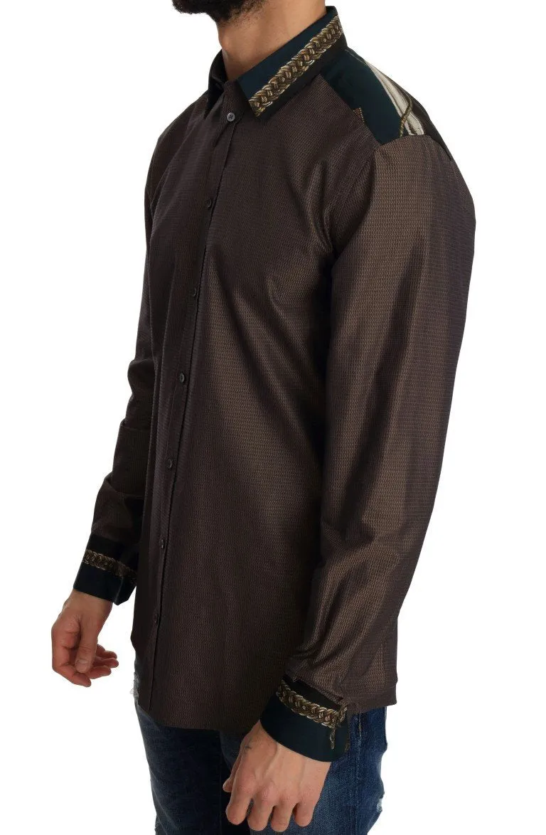 Brown Cotton GOLD Slim Shirt