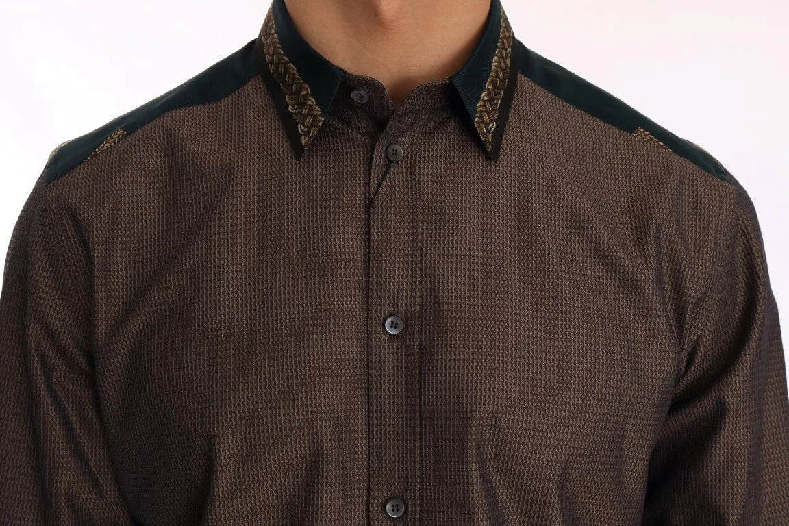 Brown Cotton GOLD Slim Shirt
