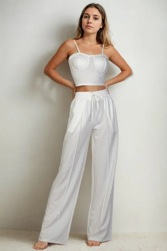 Bustier Cami Top & Slant Straight Pants S-L