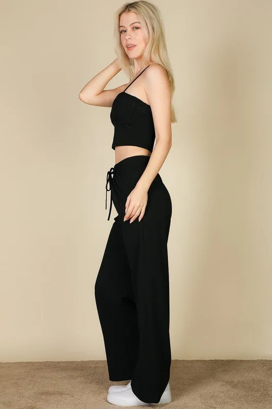 Bustier Cami Top & Slant Straight Pants S-L