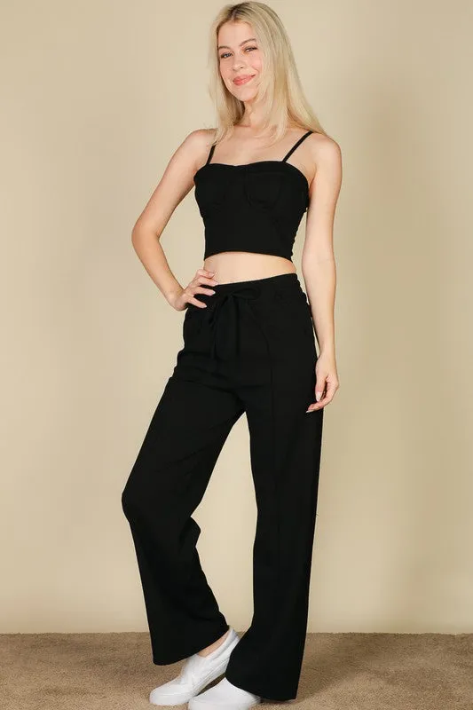 Bustier Cami Top & Slant Straight Pants S-L