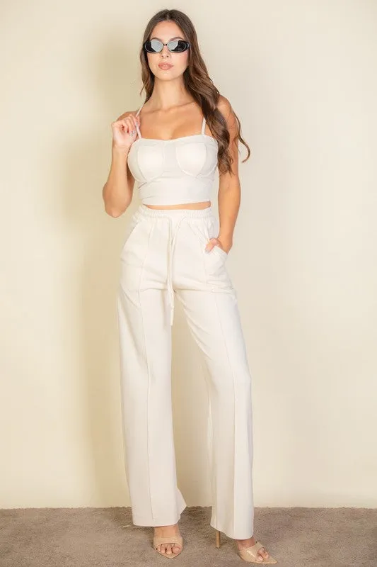 Bustier Cami Top & Slant Straight Pants S-L