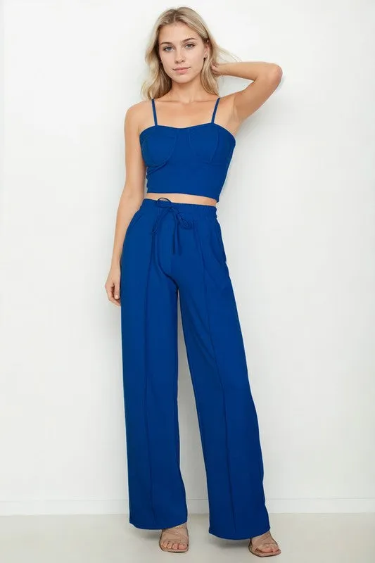 Bustier Cami Top & Slant Straight Pants S-L
