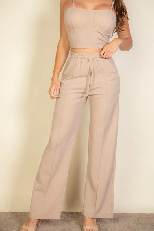 Bustier Cami Top & Slant Straight Pants S-L