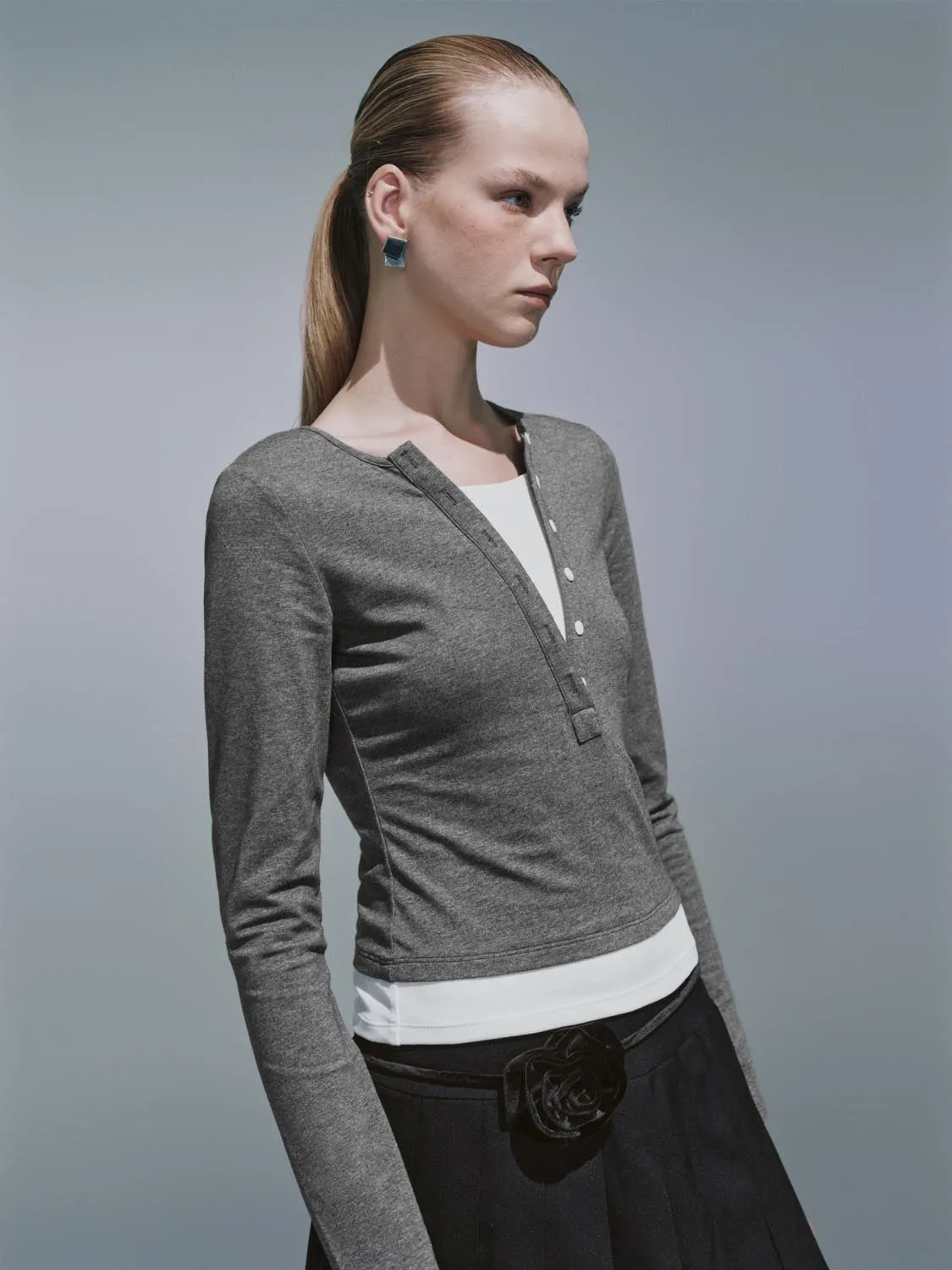 Button Half Placket T-Shirts