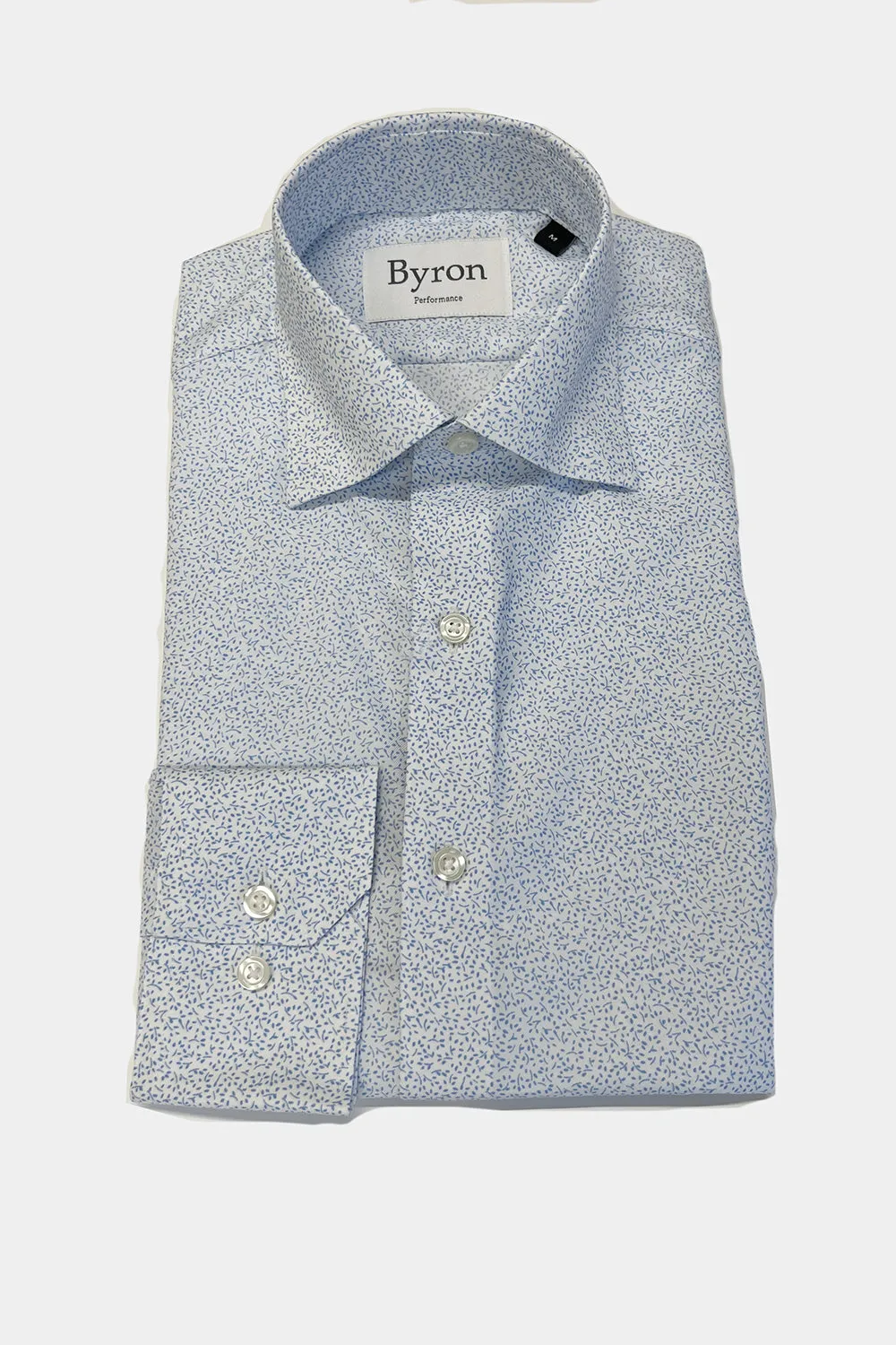 Byron Blue Floral Print Performance Shirt