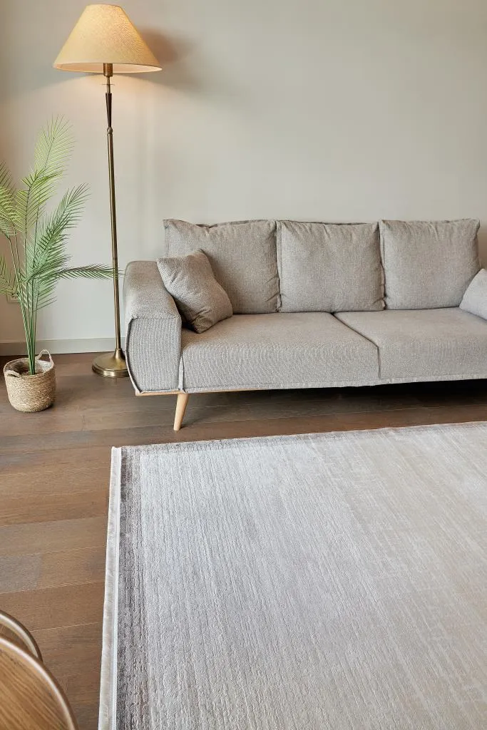 Calista Beige Viscose Woven Modern Living Room Rug 1742