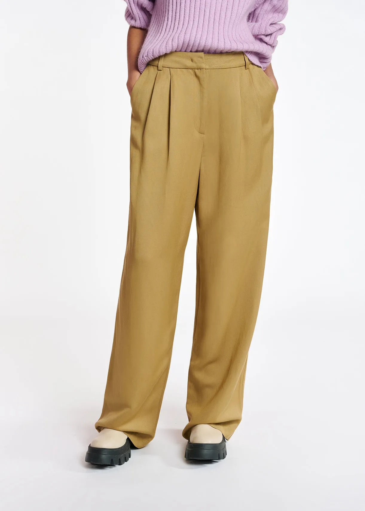 Camel wide-leg pants