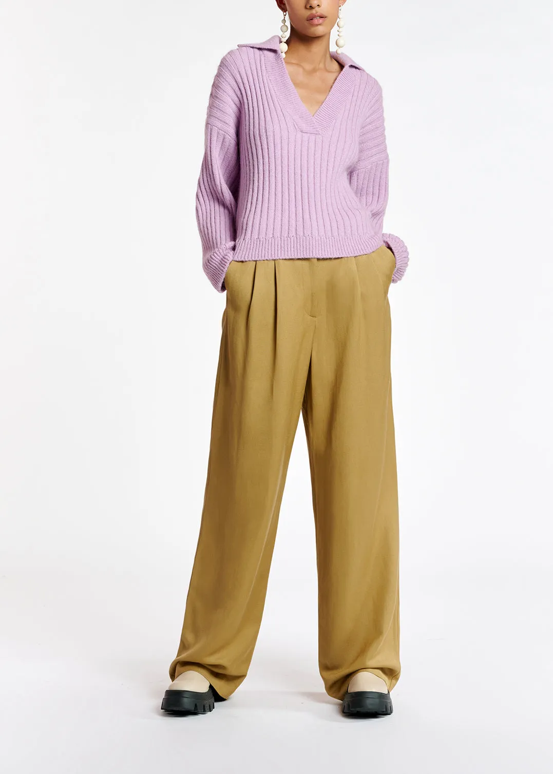 Camel wide-leg pants