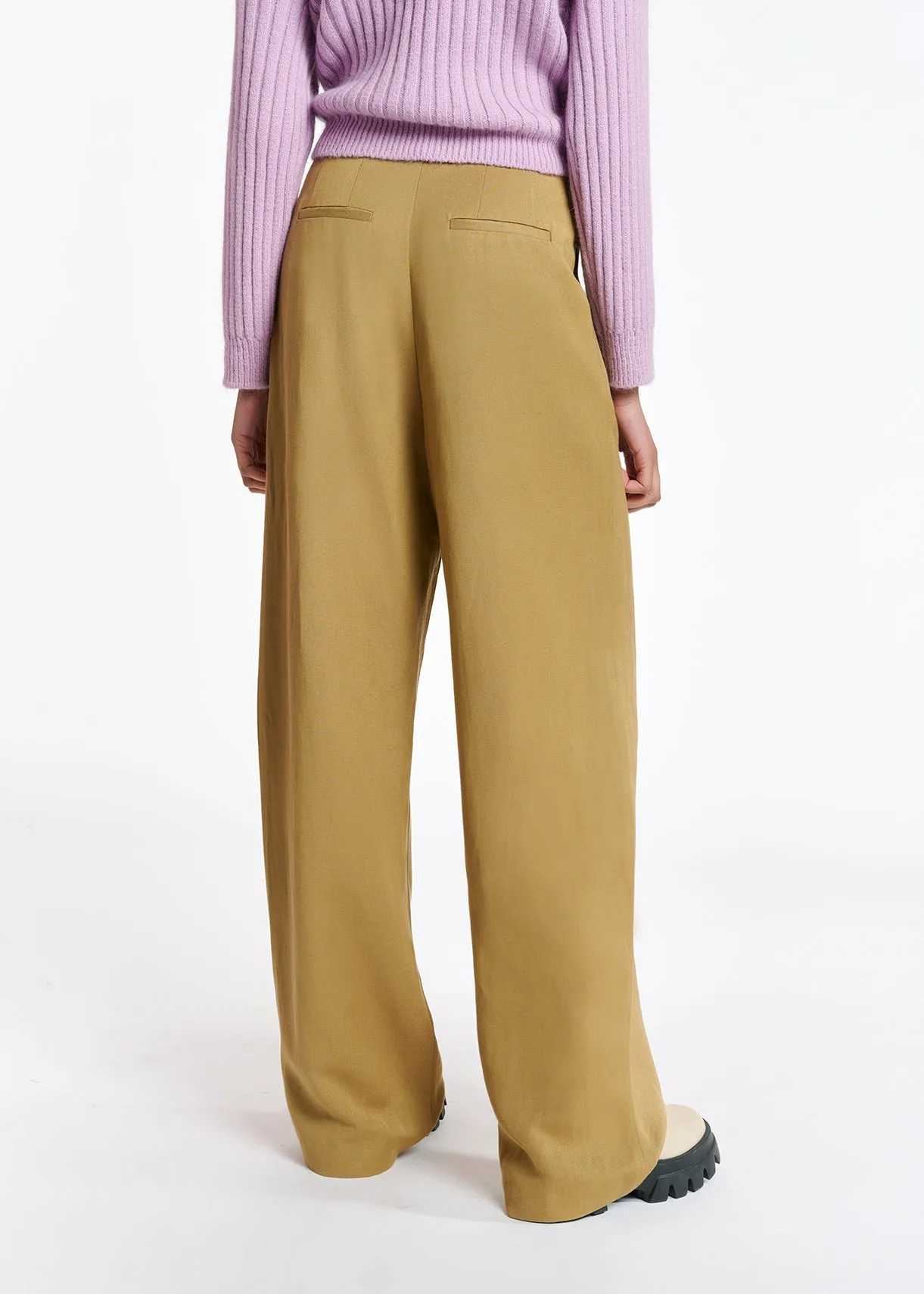 Camel wide-leg pants