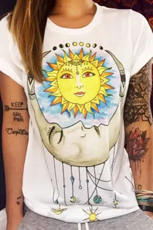 Carton Print Round Neck T-shirt
