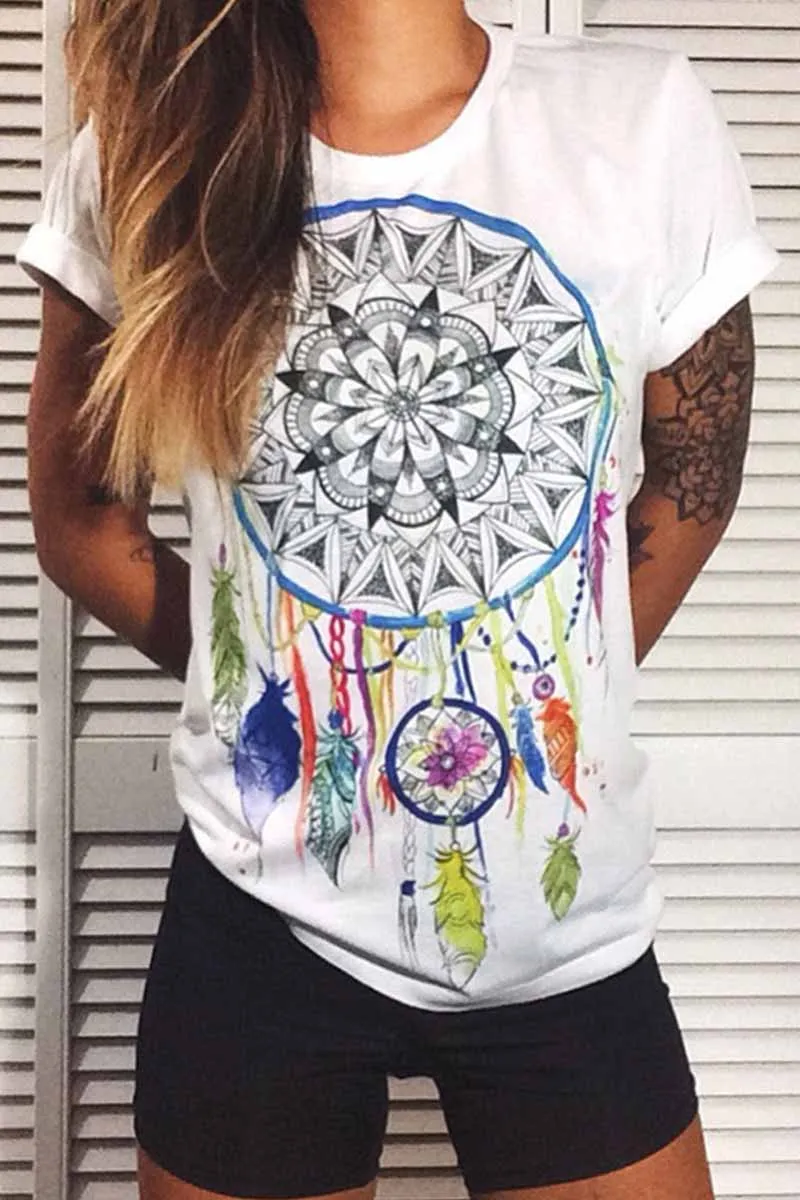 Carton Print Round Neck T-shirt