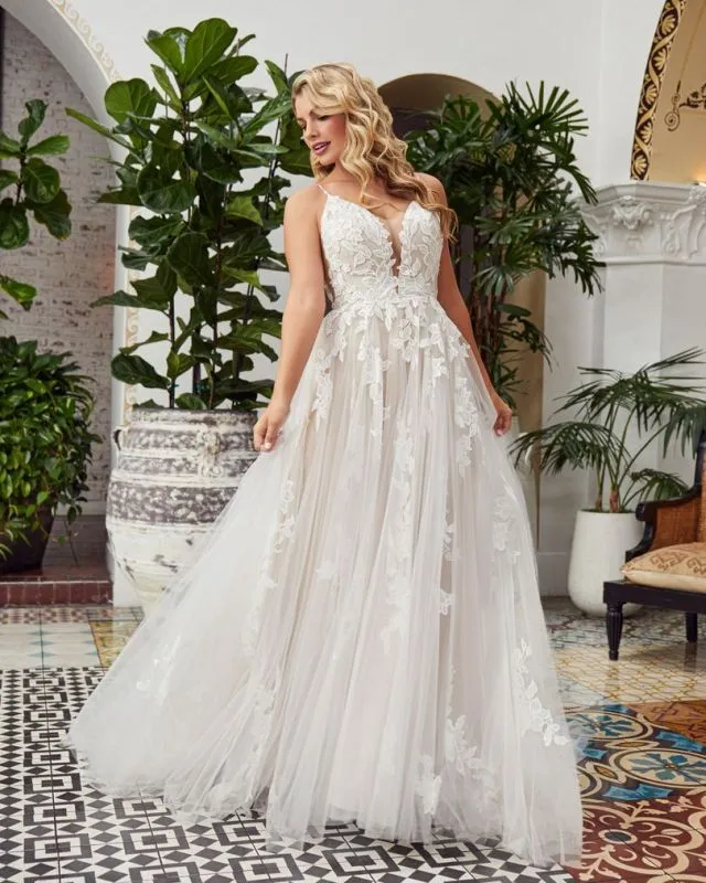 Casablanca Size 16C BL354 Callie Nude/Ivory Gown