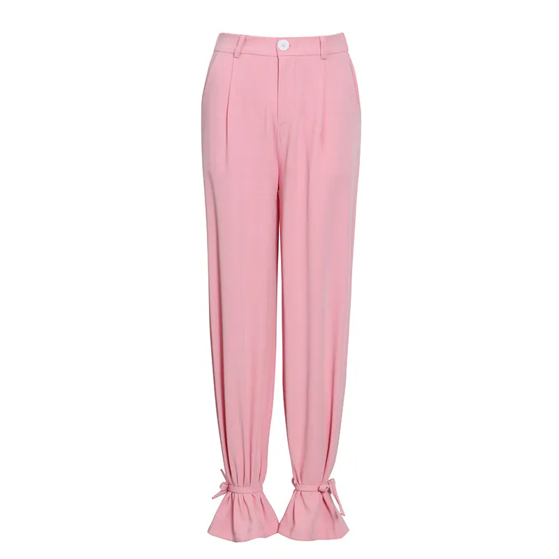 Casual Lace Up Wide Leg Pants