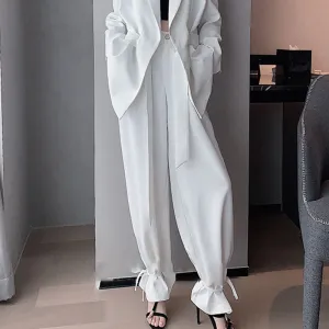 Casual Lace Up Wide Leg Pants