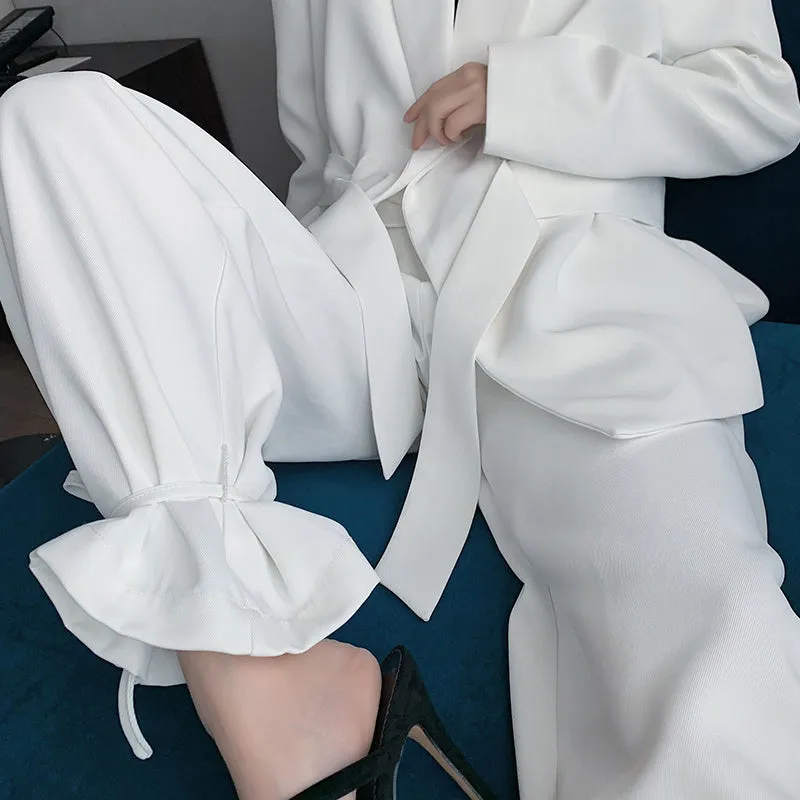 Casual Lace Up Wide Leg Pants