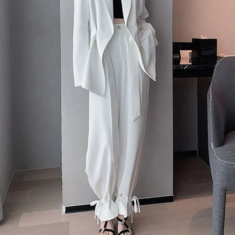 Casual Lace Up Wide Leg Pants