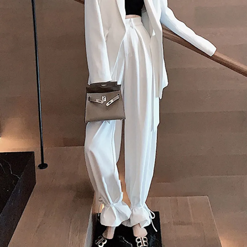 Casual Lace Up Wide Leg Pants