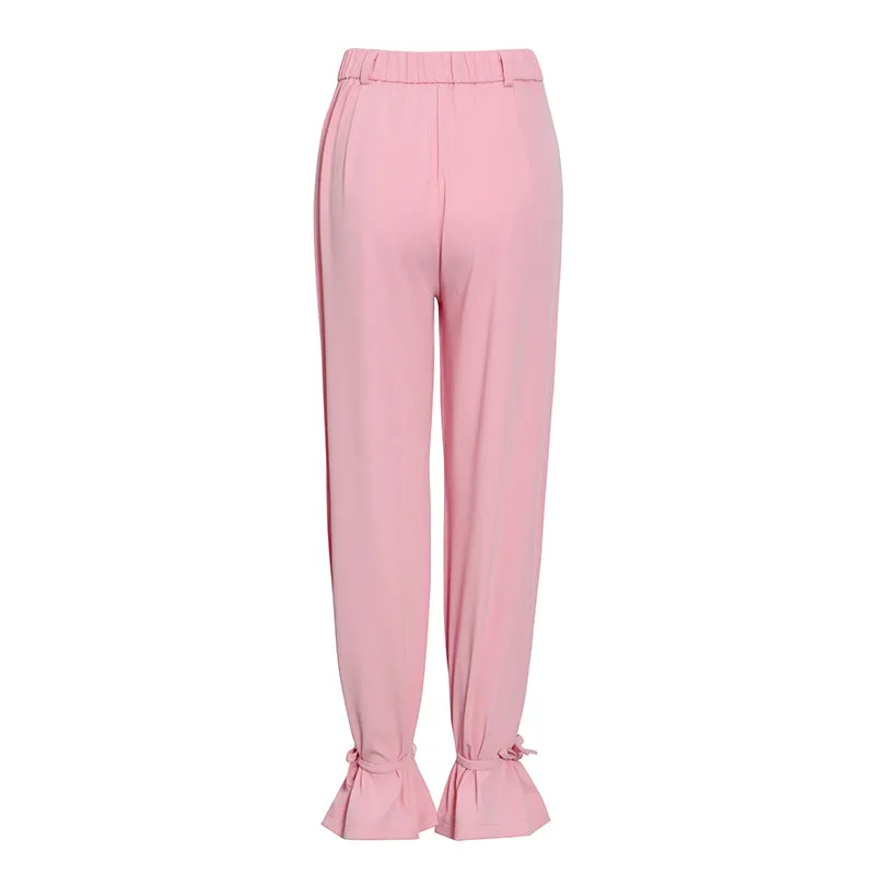 Casual Lace Up Wide Leg Pants