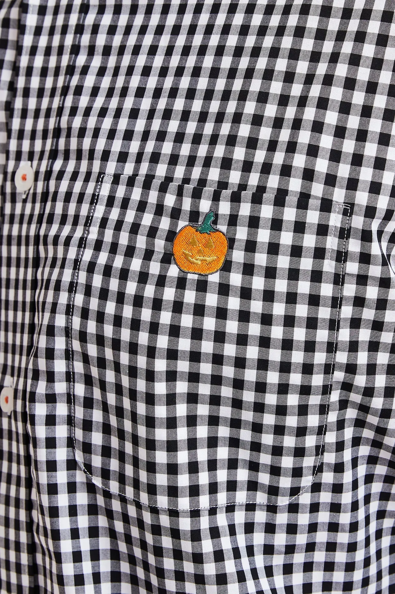 Chase Shirt Wide Gingham Black with Single Jack O'Lantern