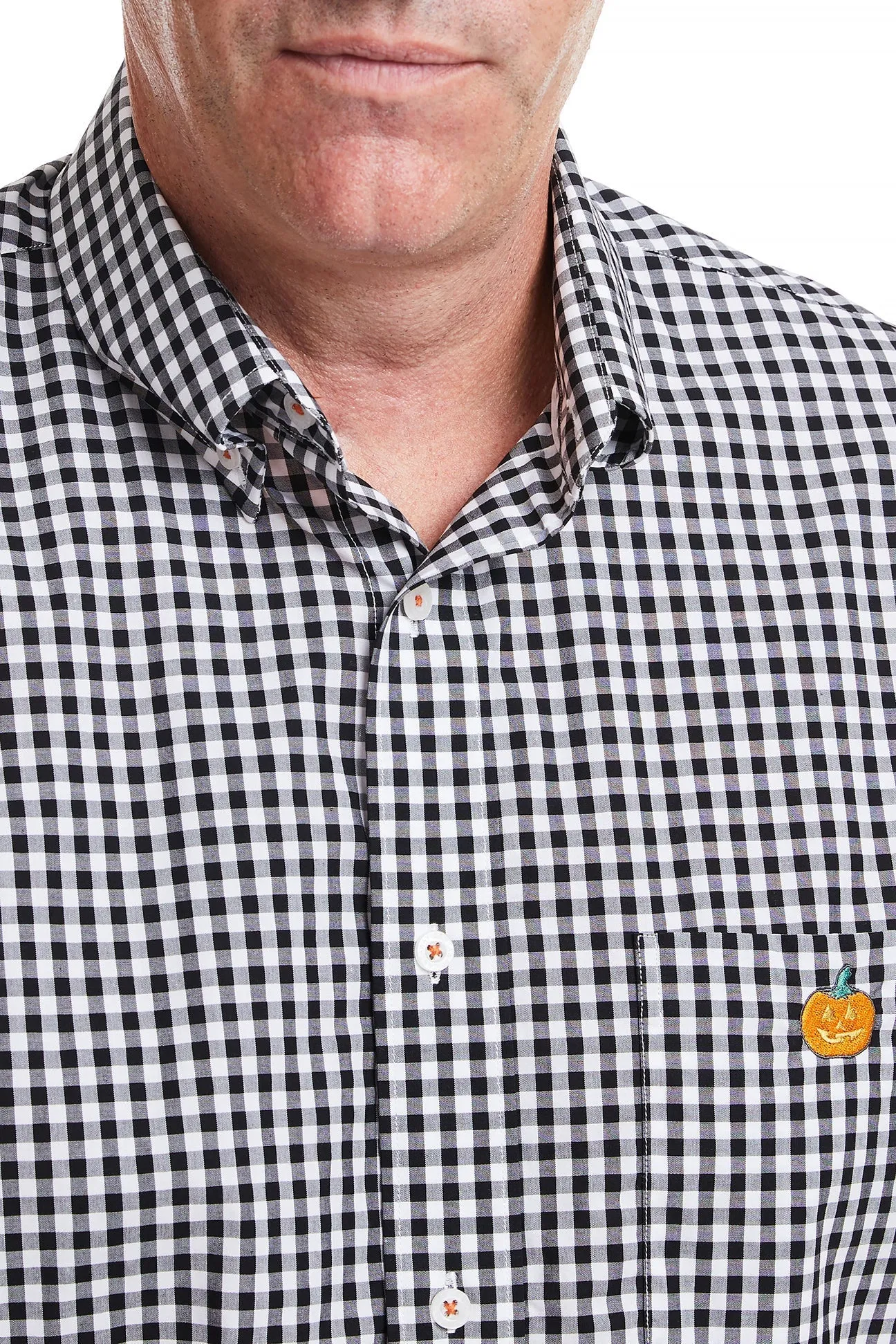Chase Shirt Wide Gingham Black with Single Jack O'Lantern