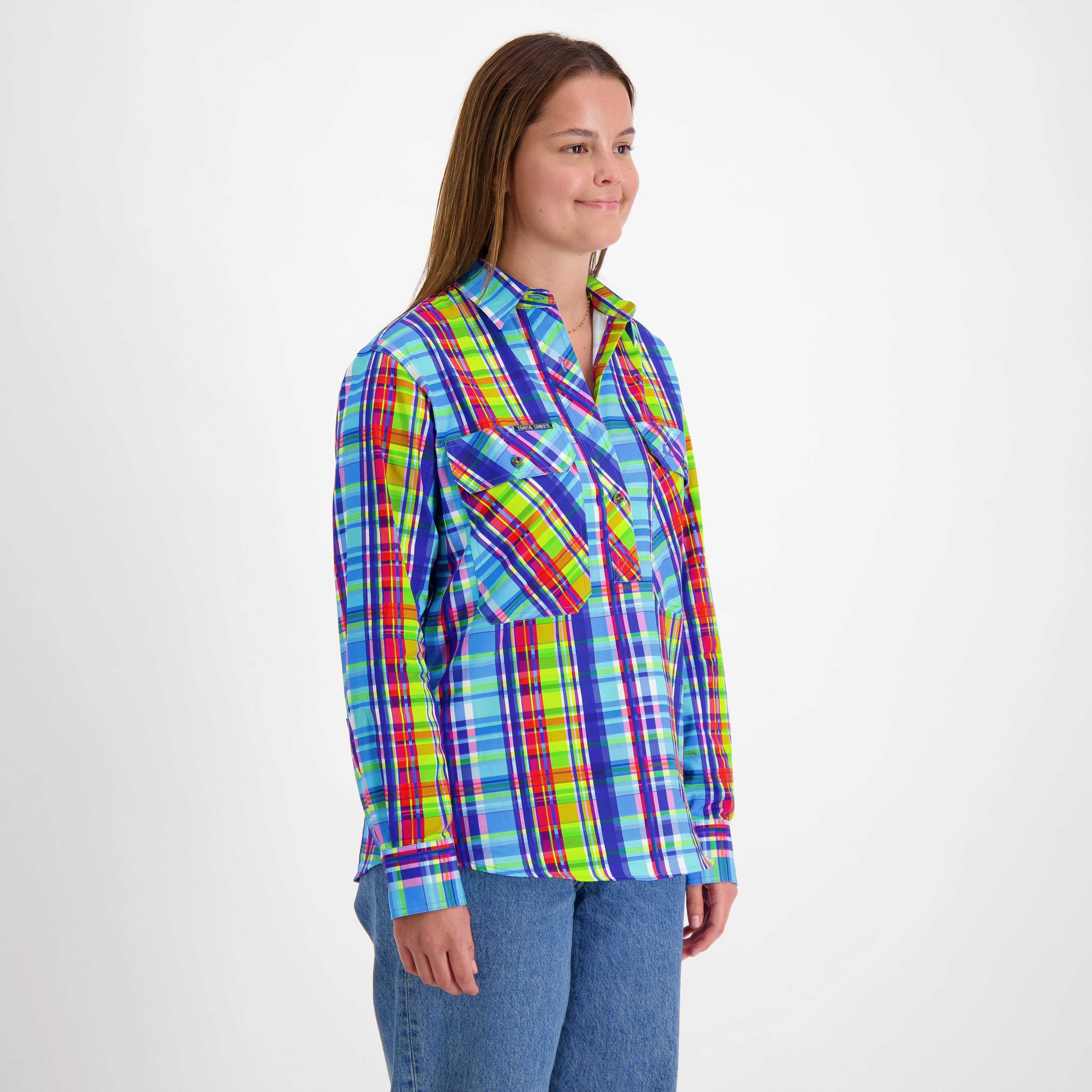 Cheques Women's Half Button Workshirt
