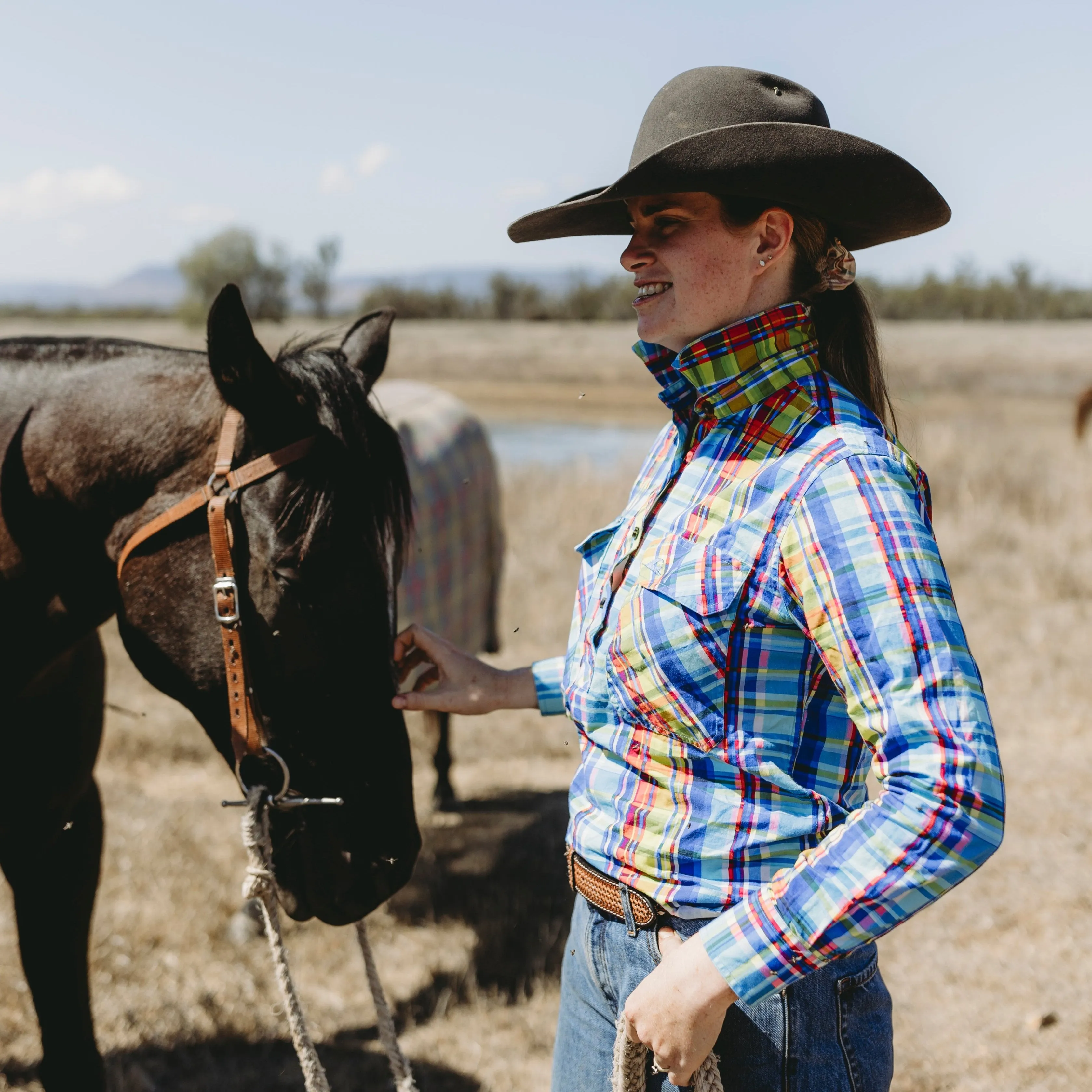 Cheques Women's Half Button Workshirt